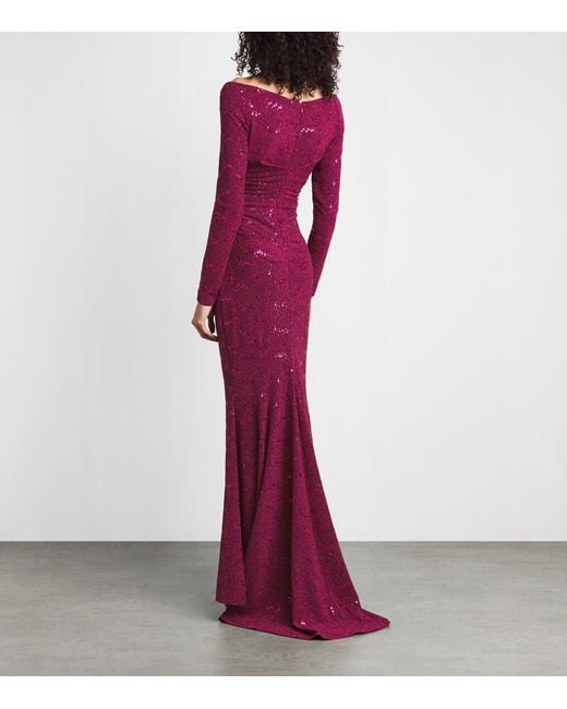 Talbot Runhof Purple Embellished Stardust Gown