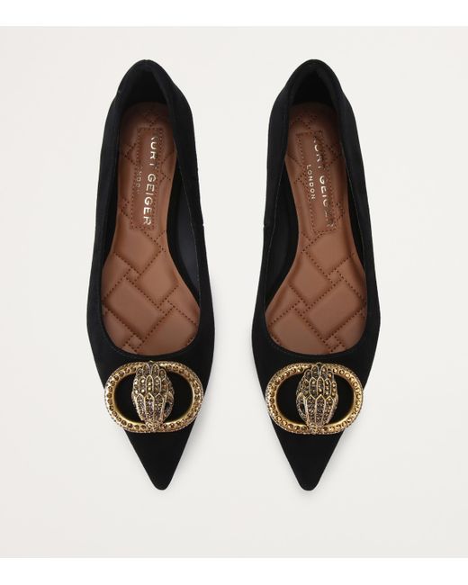 Kurt Geiger Black Suede Chelsea Pointed Ballet Flats