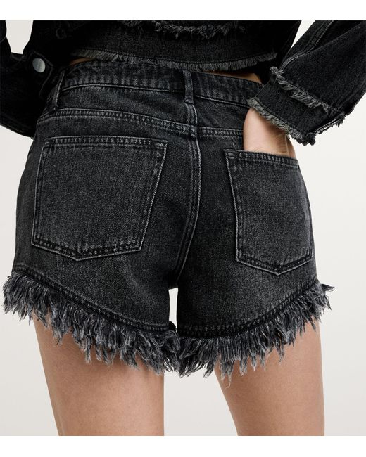 AllSaints Gray Hailey Frayed Denim Shorts