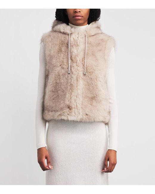 Maje Natural Faux Fur Hooded Gilet