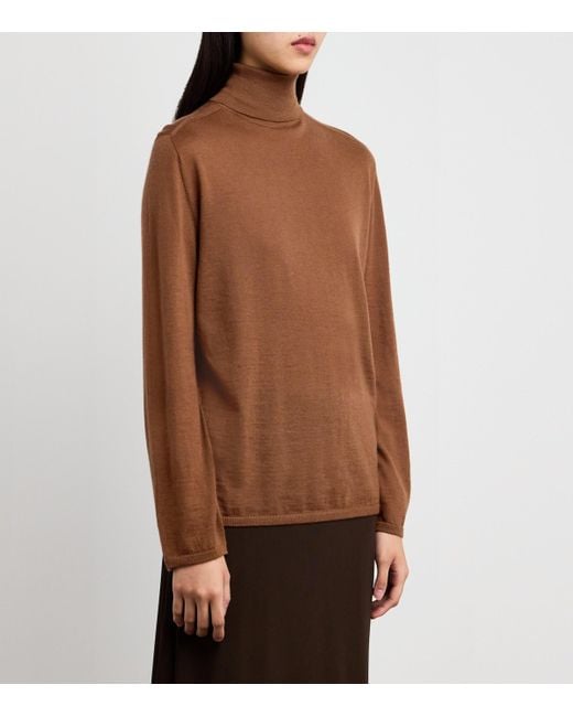 Johnstons Brown Superfine Cashmere Rollneck Sweater