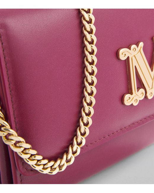 Max Mara Purple Mini Leather Logo Chain Wallet