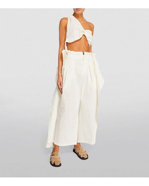 Issey Miyake White Twisted Tailored Trousers