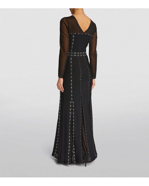 St. John Black Crystal-embellished Maxi Dress