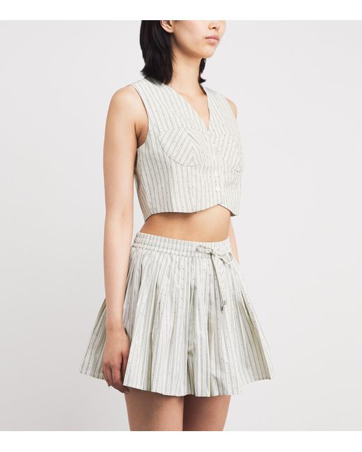 Sandro White Embellished Stripe Crop Top