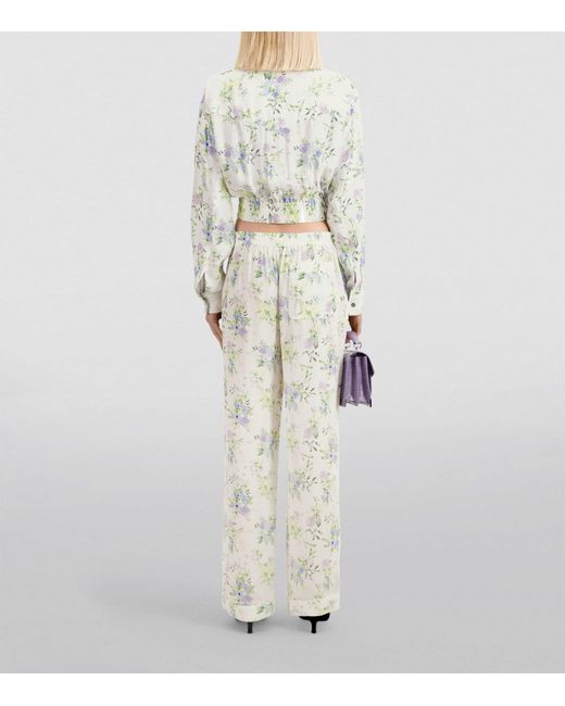The Kooples Blue Floral Straight-leg Trousers