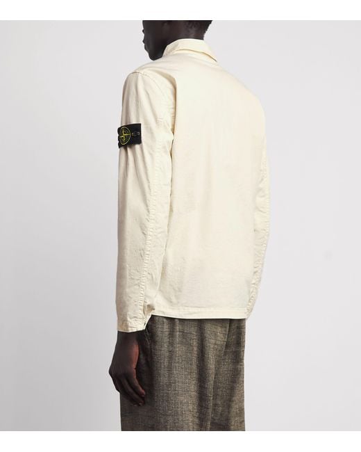 Stone Island Natural Stretch-Cotton Twill Compass Overshirt for men