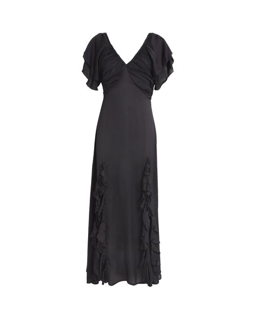 Maje Black Ruffled Maxi Dress