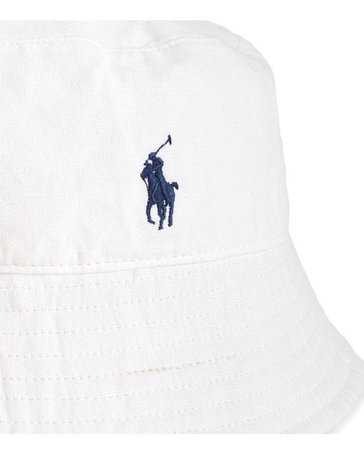 Polo Ralph Lauren White Linen Polo Bucket Hat
