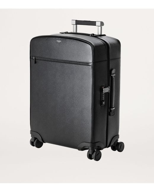 Serapian Black Leather Spinner Cabin Suitcase