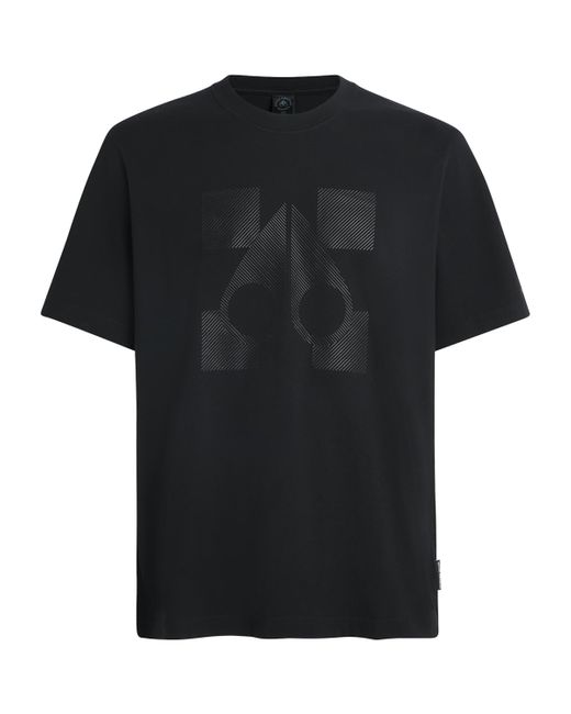 Moose Knuckles Black Rubberised Logo T-Shirt for men