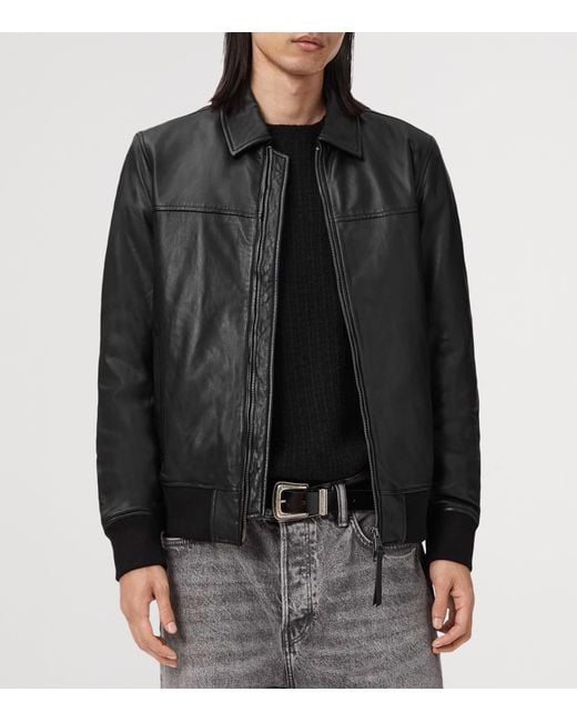 AllSaints Black Rashford Leather Jacket for men