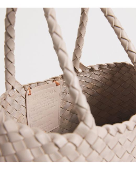 Dragon Diffusion Natural Small Leather Woven Santa Croce Tote Bag