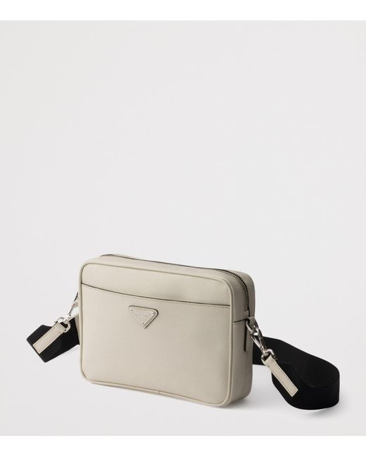 Prada Gray Leather Cross-Body Bag for men