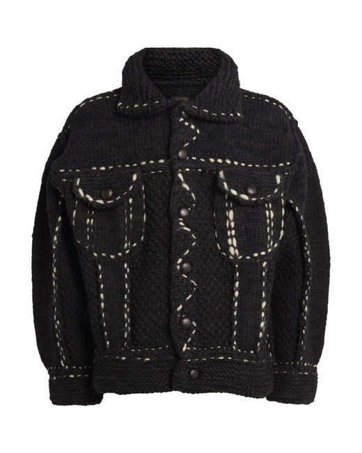 Kapital Black Wool Knitted Jacket for men