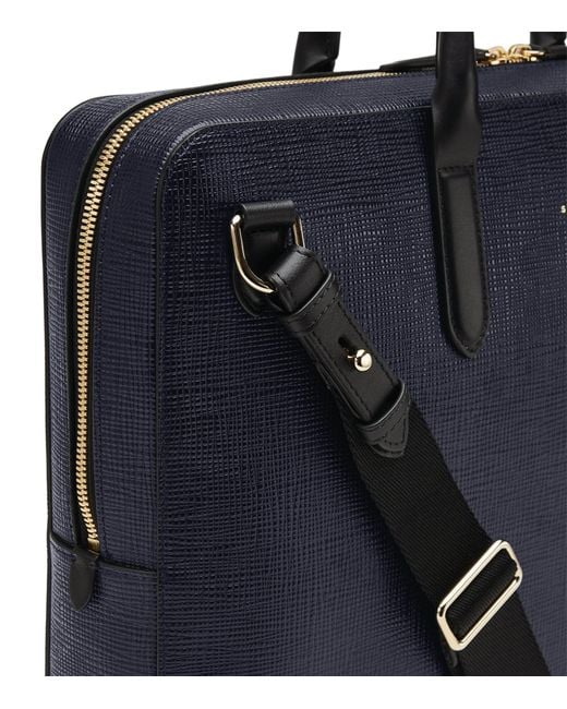 Smythson Blue Leather Briefcase for men
