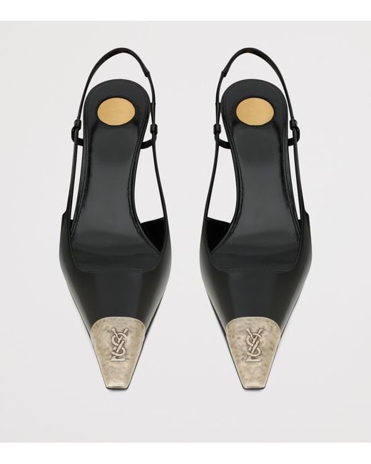 Saint Laurent Black Leather Jeanne Slingback Pumps 75