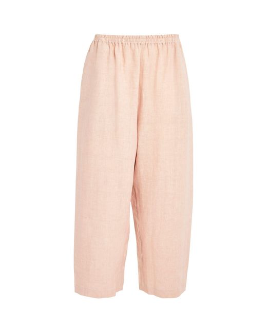 Eskandar Pink Linen Cropped Japanese Trousers
