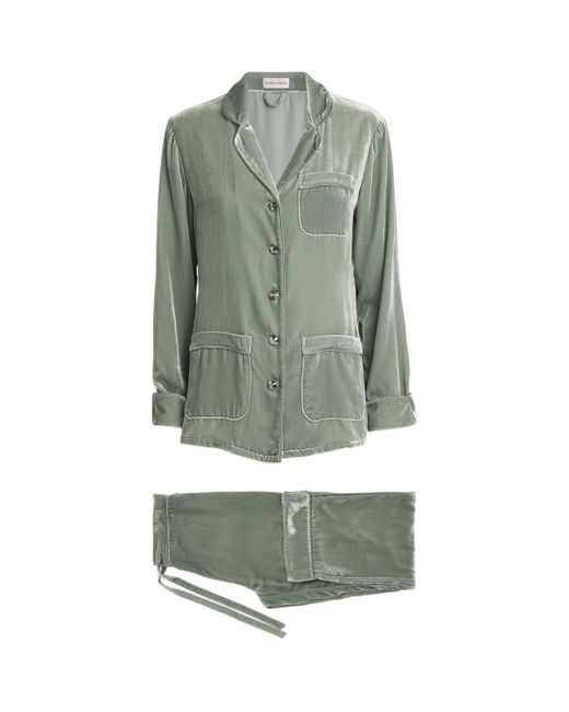Olivia Von Halle Green Velvet Coco Pyjama Set