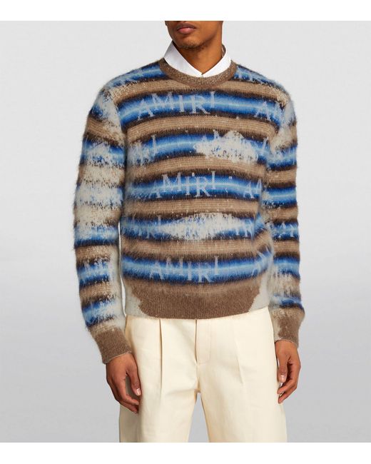Amiri Blue Wool-blend Logo Sweater for men