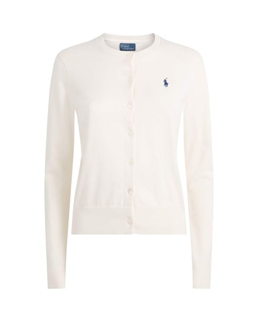 Polo Ralph Lauren White Pima Cotton Polo Pony Cardigan