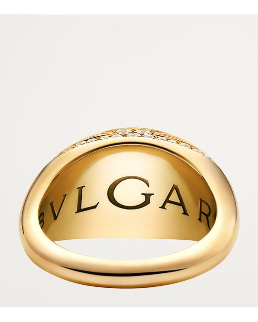 BVLGARI Metallic And Diamond Cabochon Ring