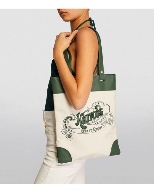 Harrods Embroidered Logo Tote Bag Lyst UK