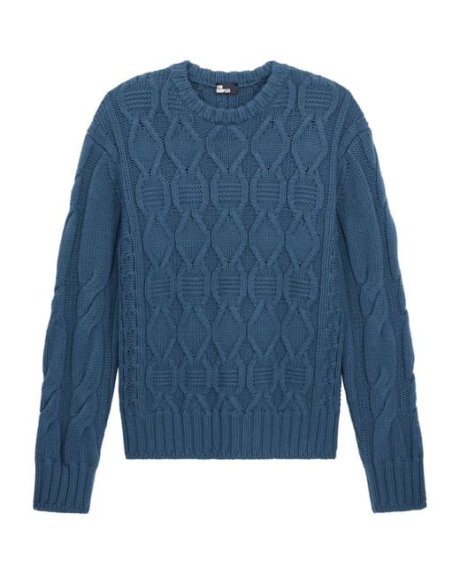 The Kooples Blue Wool Cable-knit Sweater for men
