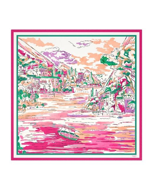 Weekend by Maxmara Pink Silk Lake Print Scarf