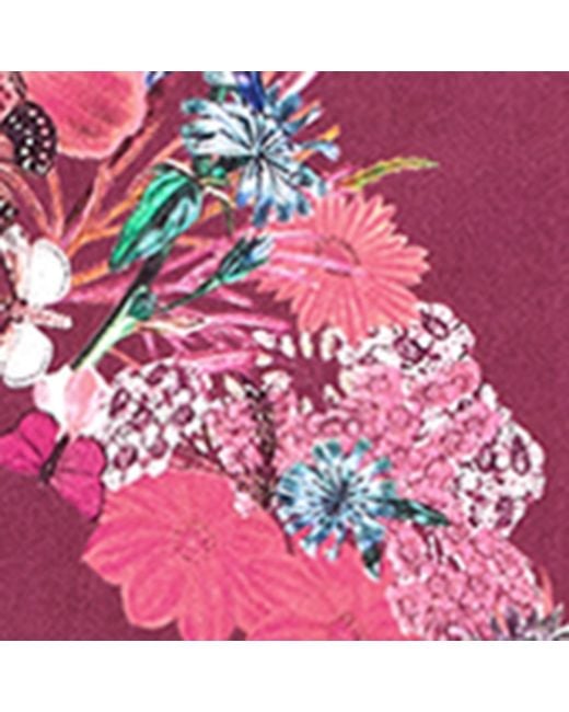 Aspinal Red Silk Floral Scarf