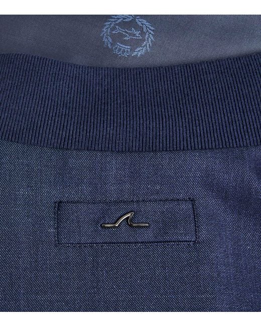 Paul & Shark Blue Wool-Silk-Linen-Blend Bomber Jacket for men