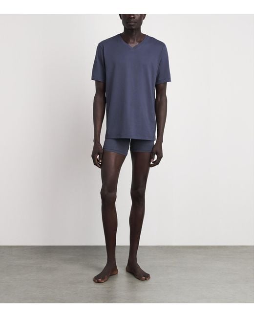 Hanro Blue Cotton Night & Day T-Shirt for men