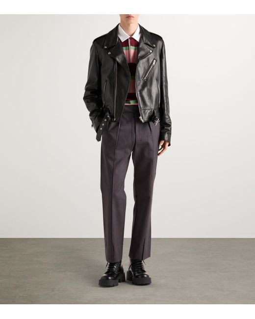 Prada Red Cotton-Silk Striped Polo Shirt for men