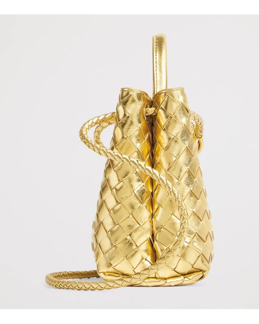 Bottega Veneta Metallic Small Leather Andiamo Top-Handle Bag