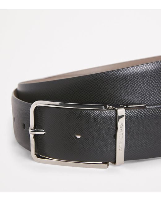 Corneliani Black Leather Belt for men