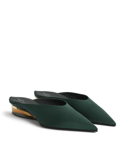 Alaïa Green Satin Invisible Wedge Mules 30
