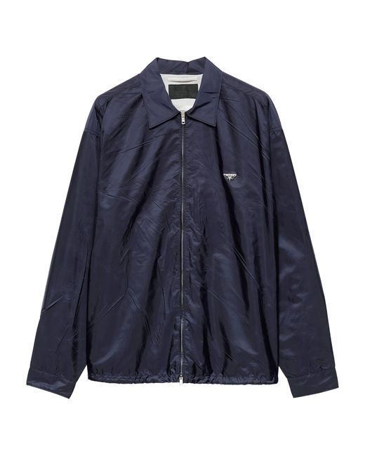 Prada Blue Re-Nylon Zip-Up Shirt for men