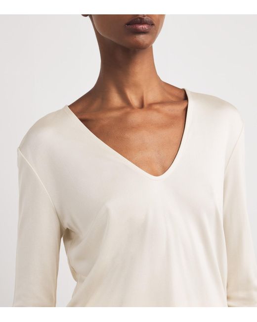 Max Mara Natural Silk V-Neck T-Shirt