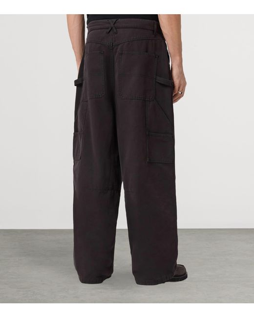 AllSaints Black Organic Cotton Jackson Barrel Trousers for men