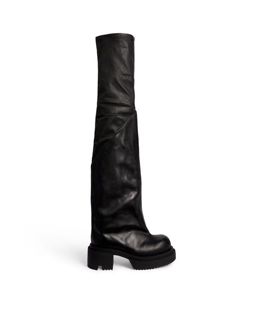 Rick Owens Black Leather Thigh-high Bogun Boots for men