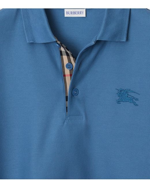 Burberry Blue Piqué Cotton Polo Shirt for men