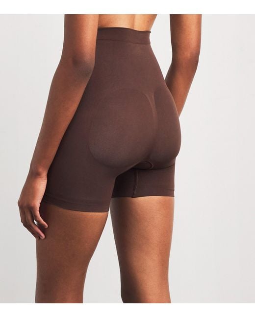 Skims Brown Seamless Sculpt Mid-Thigh Shorts