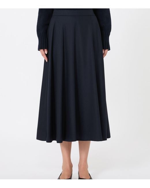 Max Mara Blue Virgin Wool Midi Skirt