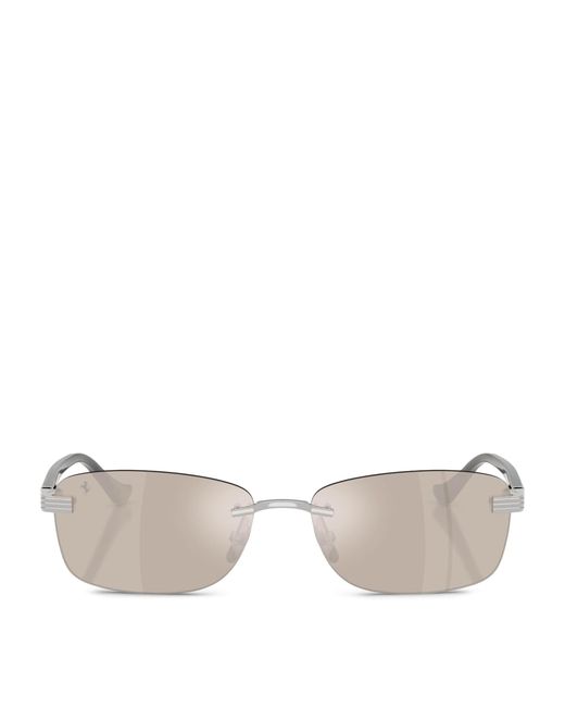 Ferrari Metallic Titanium Rimless Rectangular Sunglasses
