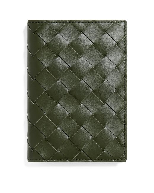 Bottega Veneta Green Leather Intrecciato Passport Holder for men