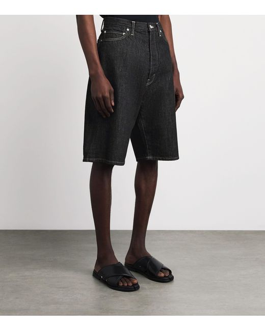 Studio Nicholson Black Wide-Leg Denim Shorts for men