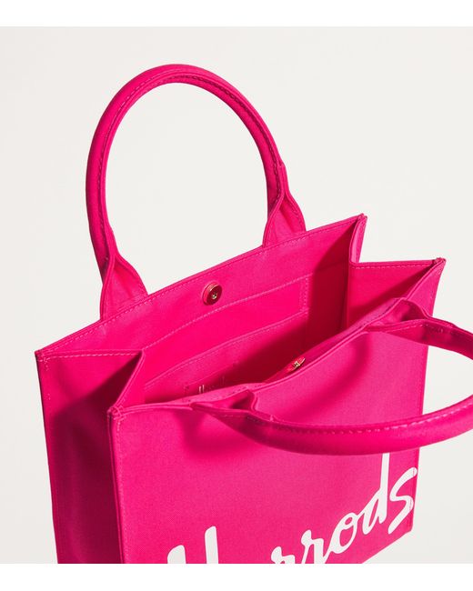 Harrods Small Cotton Logo Tote Bag in Pink | Lyst