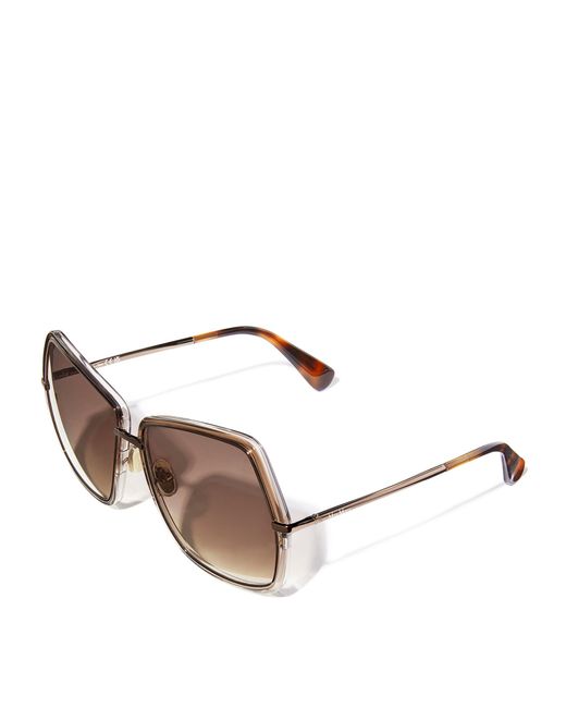 Max Mara Brown Oversized Geometric Sunglasses