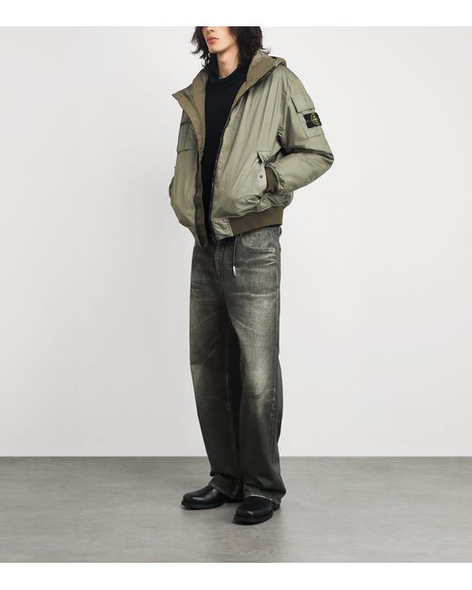 Stone Island Green Water-Resistant Nylon Bomber Jacket for men