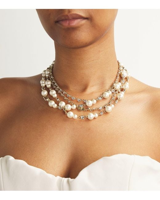 Max Mara Metallic Embellished Long Necklace